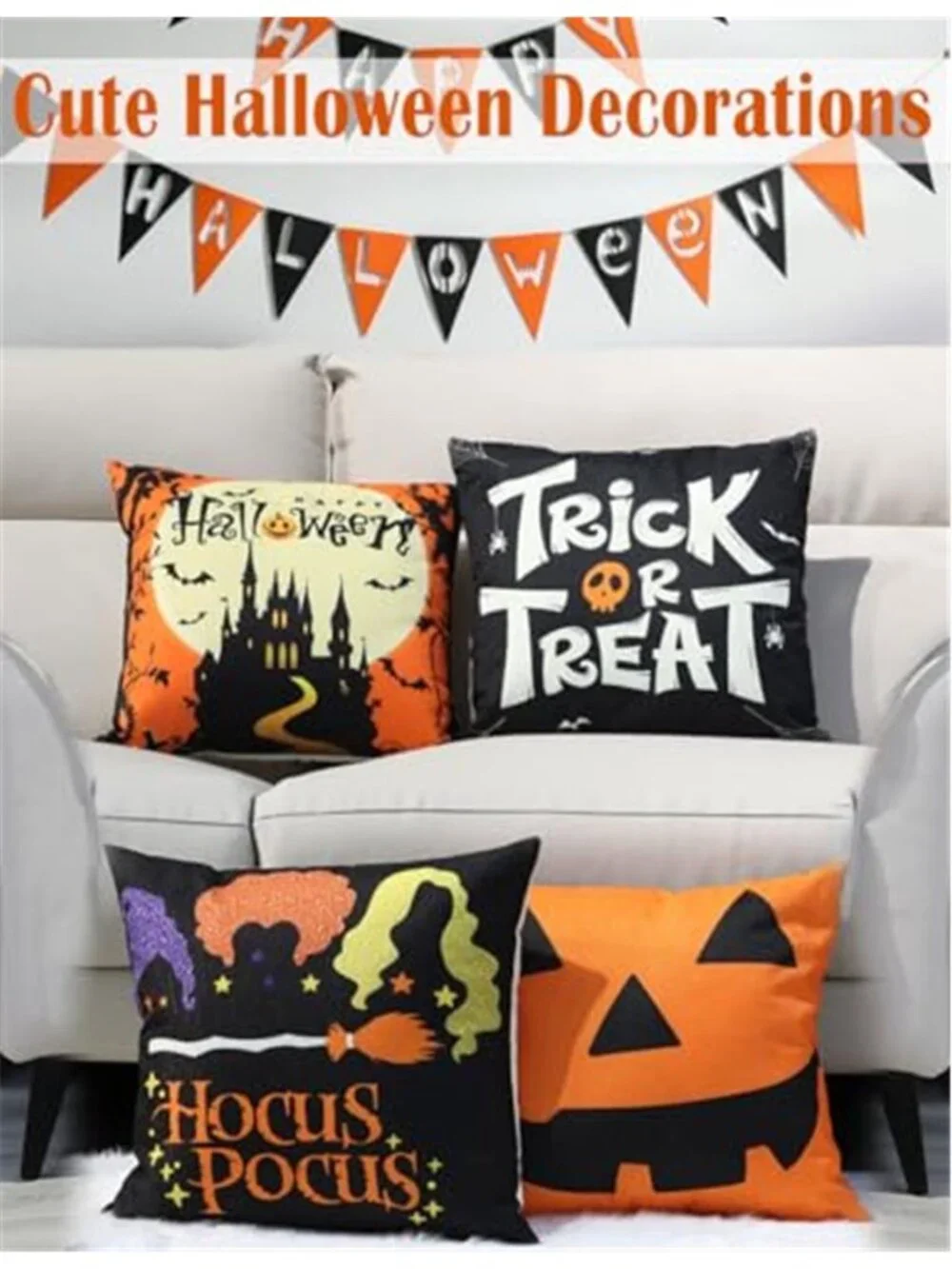 Halloween Decorations Set Of 4 Double-Sided Print Pillow Covers 18